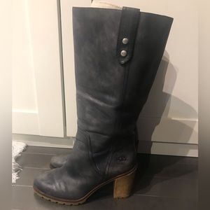 Womens UGG grey leather heeled boots size 9